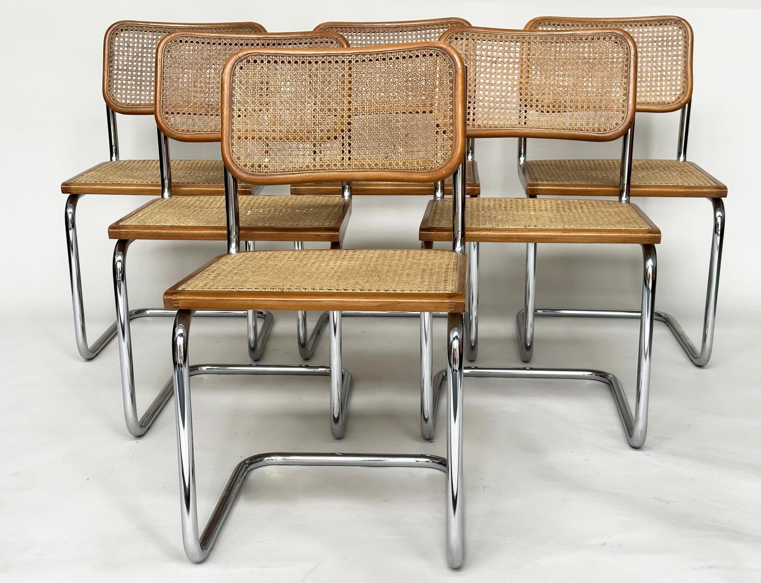 AFTER MARCEL BREUER CESCA DINING CHAIRS, a set of six, 83cm H. (6) - Image 5 of 13