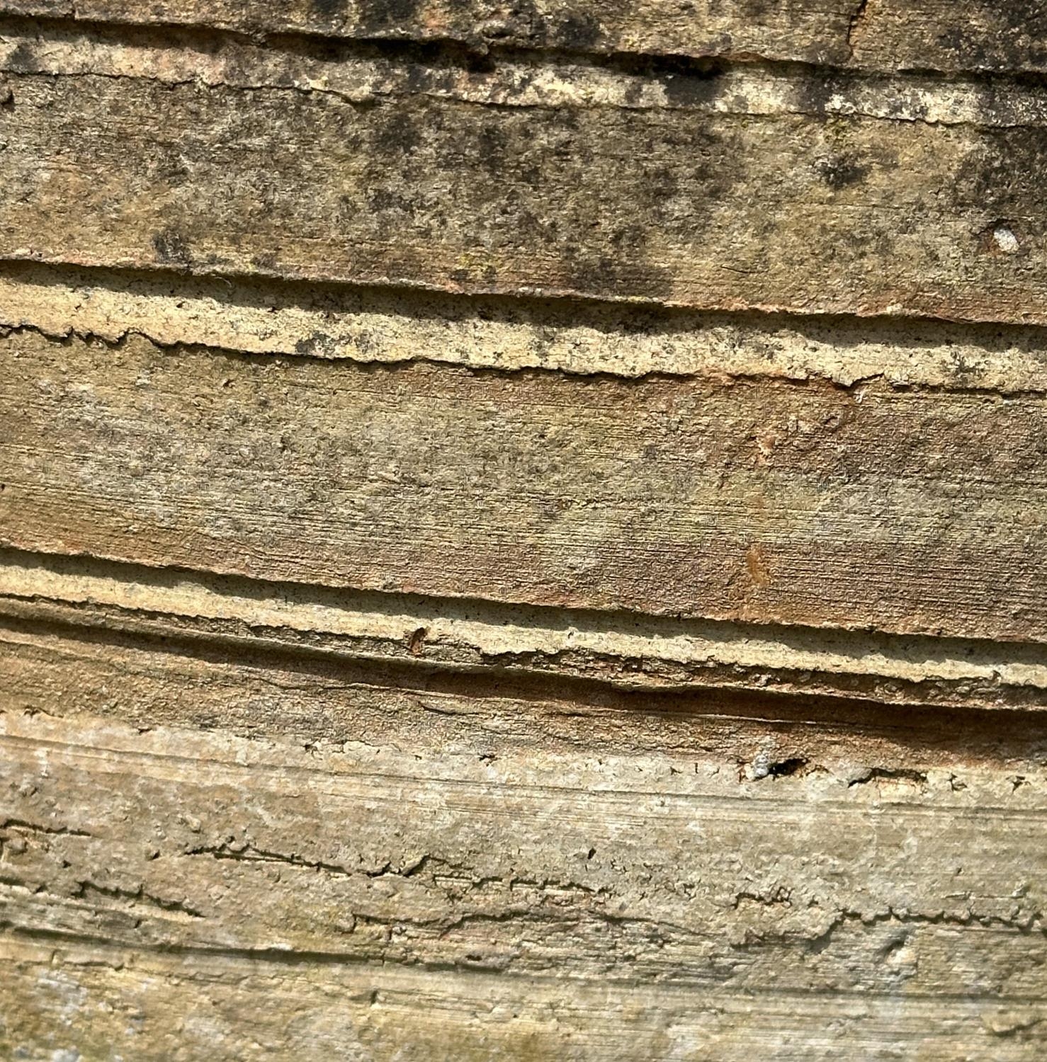 GARDEN AMPHORA, well weathered terracotta with loop handles and incised detail, 73cm H. - Image 3 of 8