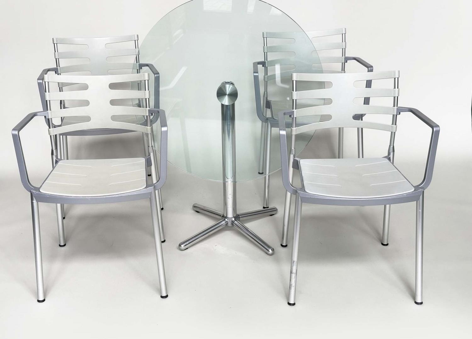 FRITZ HANSEN ICE DINING CHAIRS, a set of four, by Kasper Salto, with a chrome and glass tilt - Image 4 of 10