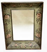 WALL MIRROR, Italian style, rectangular plate with hand painted antiqued deep frame, 122cm H x