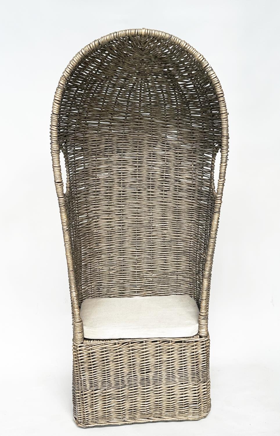 ORANGERY CHAIR, porters style rattan framed and wicker woven panelled with viewing openings, 179cm H - Image 9 of 13