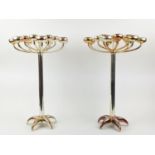 CANDELABRAS, a pair, German silver plated tea light holders by Hrw Fink, 58cm H x 40cm. (2)