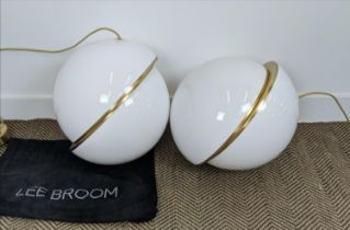 LEE BROOM CRESCENT LIGHTS, a pair, 45cm drop each not including cables and fittings. (2)