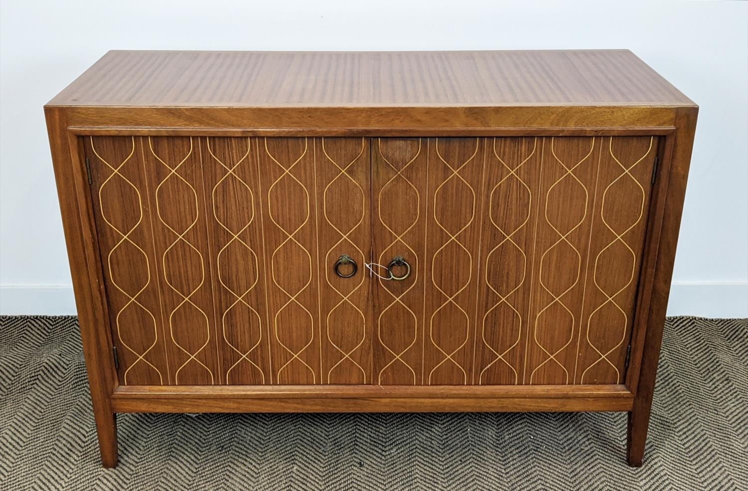 GORDON RUSSELL DOUBLE HELIX SIDEBOARD, circa 1950, sapele and teak with two doors, 84cm H x 122cm