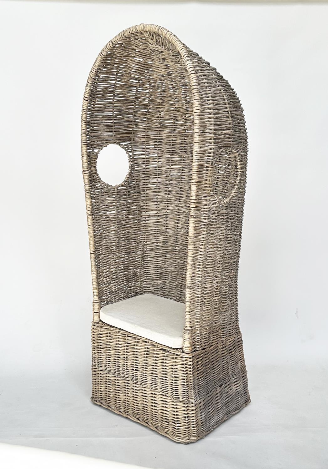 ORANGERY CHAIR, porters style rattan framed and wicker woven panelled with viewing openings, 179cm H - Image 6 of 13