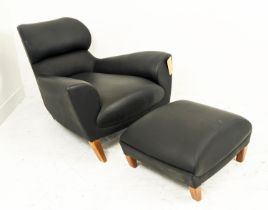 LINLEY ASTON CHAIR, 98cm W, with a matching unsigned stool. (2)