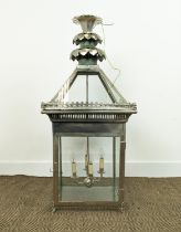 HALL LANTERN, of good size, Victorian design silvered metal and glass, 110cm H.
