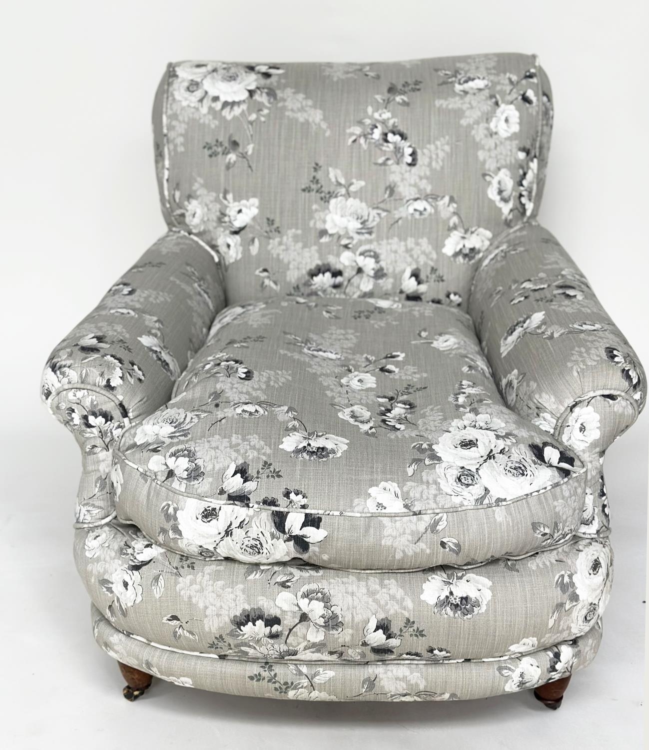 WILLIAM BIRCH ARMCHAIR, 19th century Howard type, newly upholstered in grey linen impressed numerals - Image 10 of 13