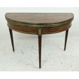 TRIPLE TOP DEMI LUNE GAMES TABLE, Directoire mahogany and brass mounted, opening into both a