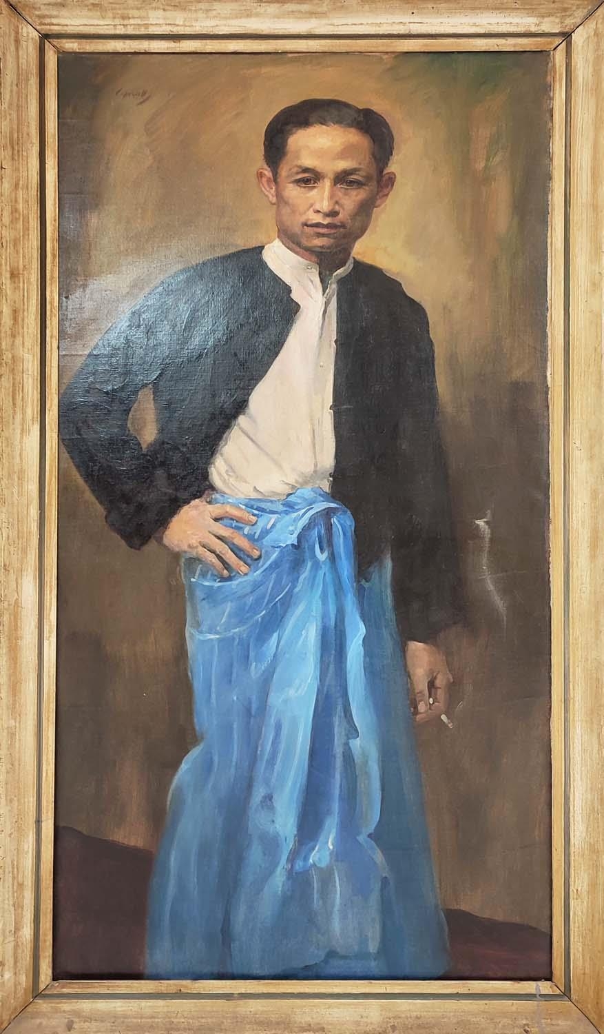 EDWARD BAINBRIDGE COPNALL (1903-1973), 'Portrait of U San Pei', oil on canvas, 161cm x 80cm, framed.
