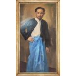 EDWARD BAINBRIDGE COPNALL (1903-1973), 'Portrait of U San Pei', oil on canvas, 161cm x 80cm, framed.