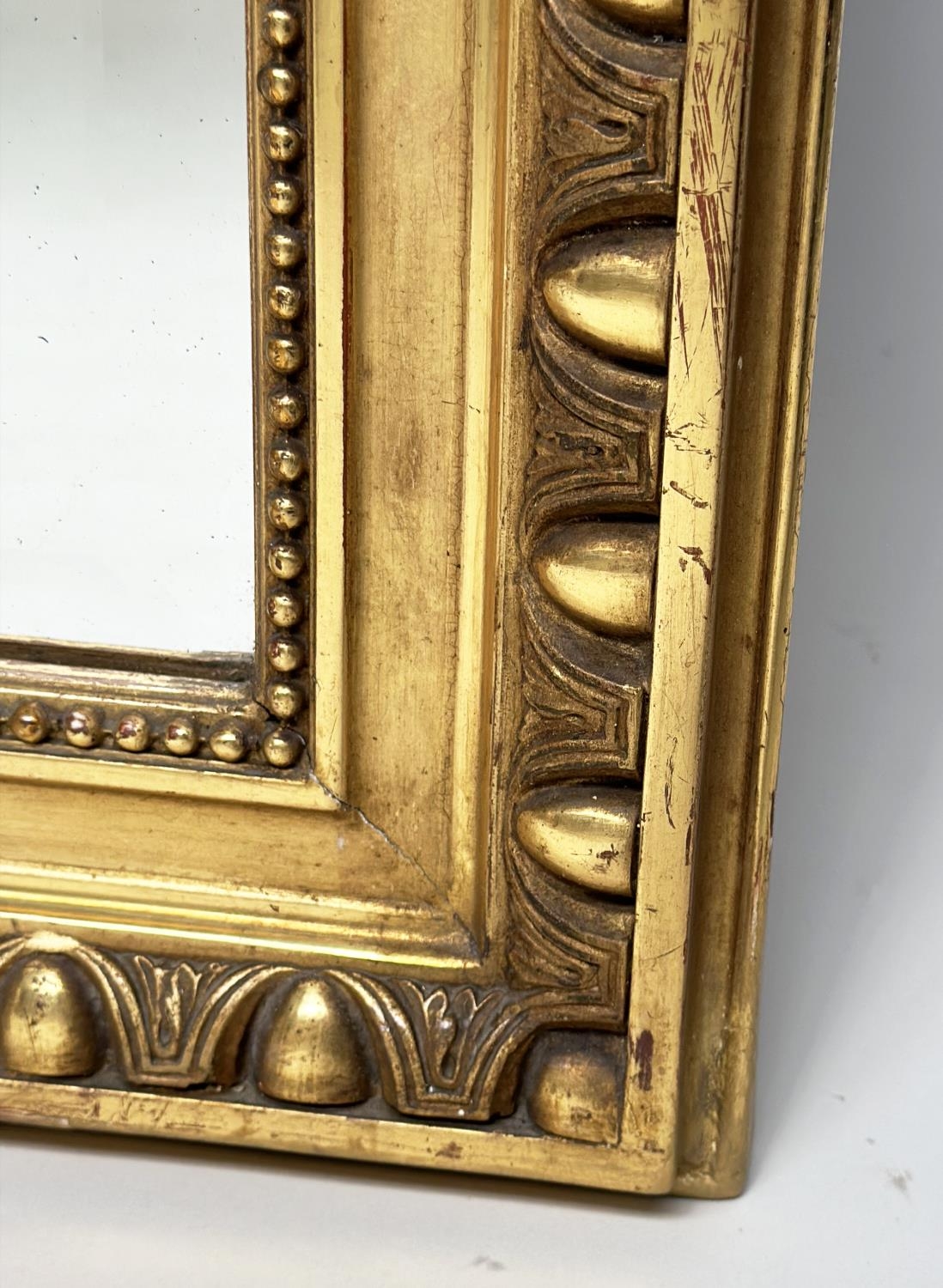 WALL MIRROR, 19th century French Napoleon III giltwood and composition, rectangular with egg and - Image 9 of 10