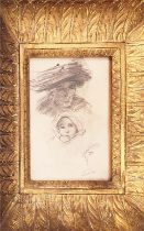 MAURICE MILLIERE (French 1871-1946), 'Sketch of a woman and child', pencil on paper laid down on
