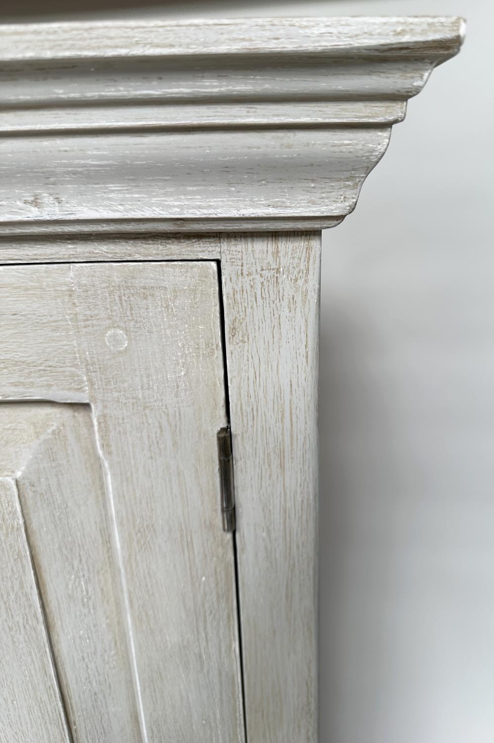 ARMOIRE, French style traditionally grey painted with two doors enclosing hanging space above a - Image 11 of 15
