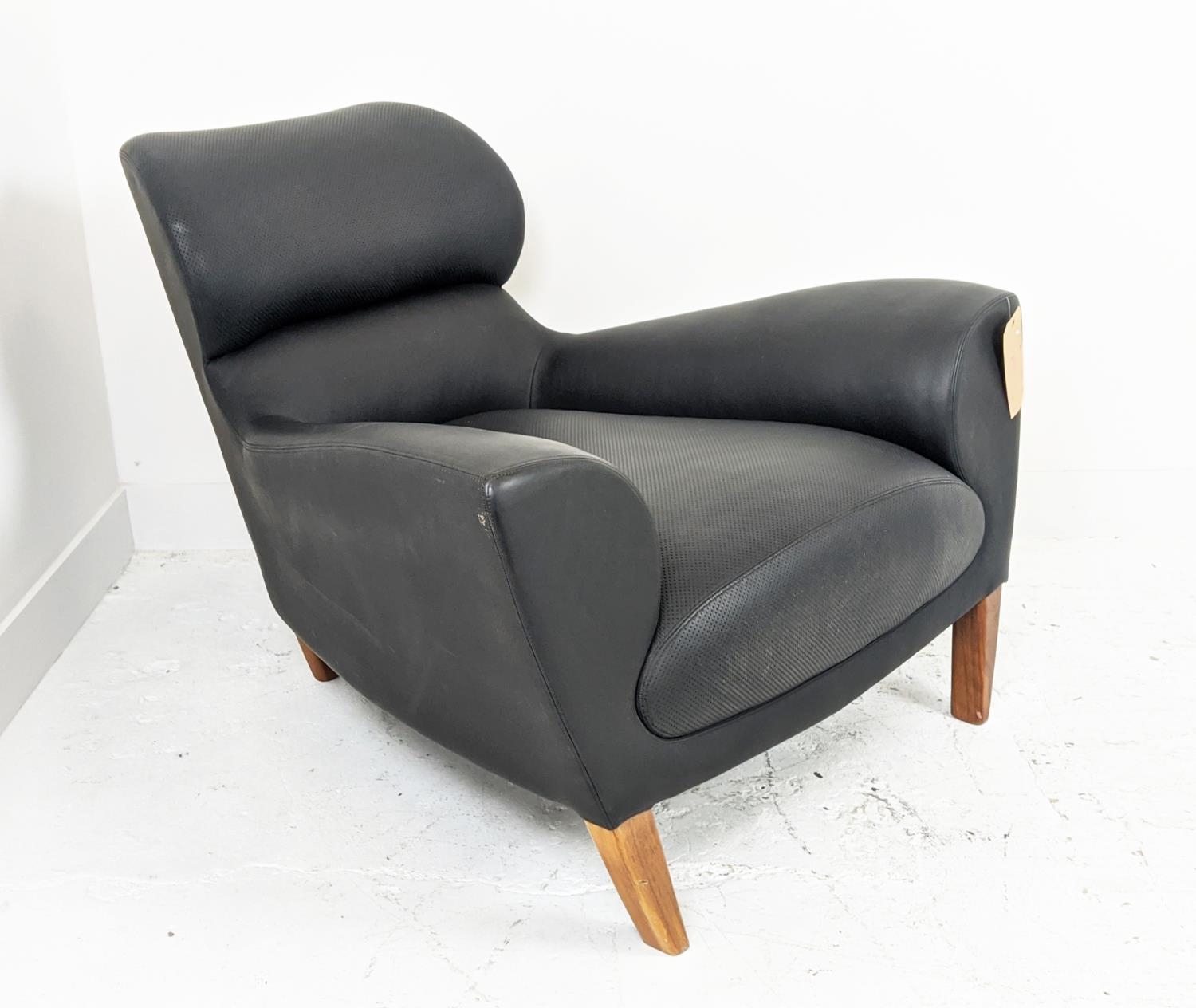 LINLEY ASTON CHAIR, 98cm W, with a matching unsigned stool. (2) - Image 5 of 12