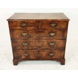 CHEST, George I walnut of five drawers, 96cm H x 106cm W x 52cm D.