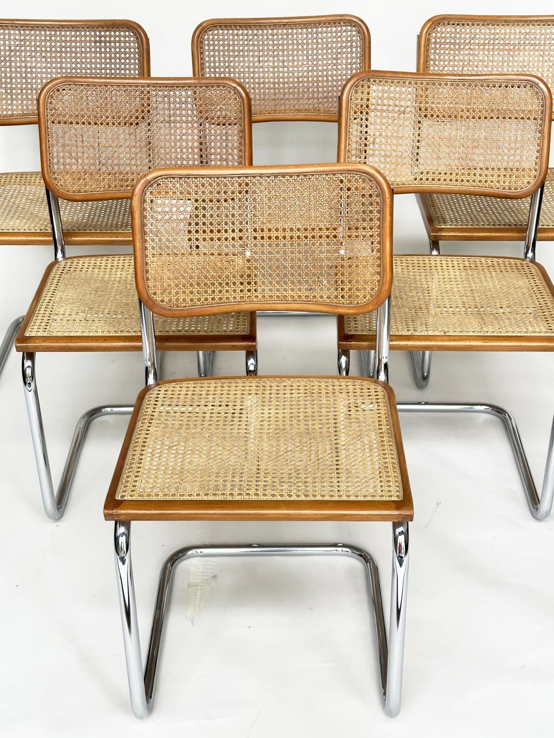 AFTER MARCEL BREUER CESCA DINING CHAIRS, a set of six, 83cm H. (6) - Image 6 of 13