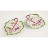 LADY ANNE GORDON (1924-2007) CERAMIC LEAF PLATES, a pair, with butterfly decoration, monogrammed