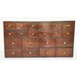 BANK OF DRAWERS, 19th century mahogany of twenty drawers, 123cm W x 23cm D x 64cm H.