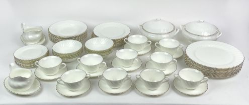 WEDGEWOOD DINNER SERVICE, ten place setting 'Gold Chelsea' pattern, comprising ten dinner plates,