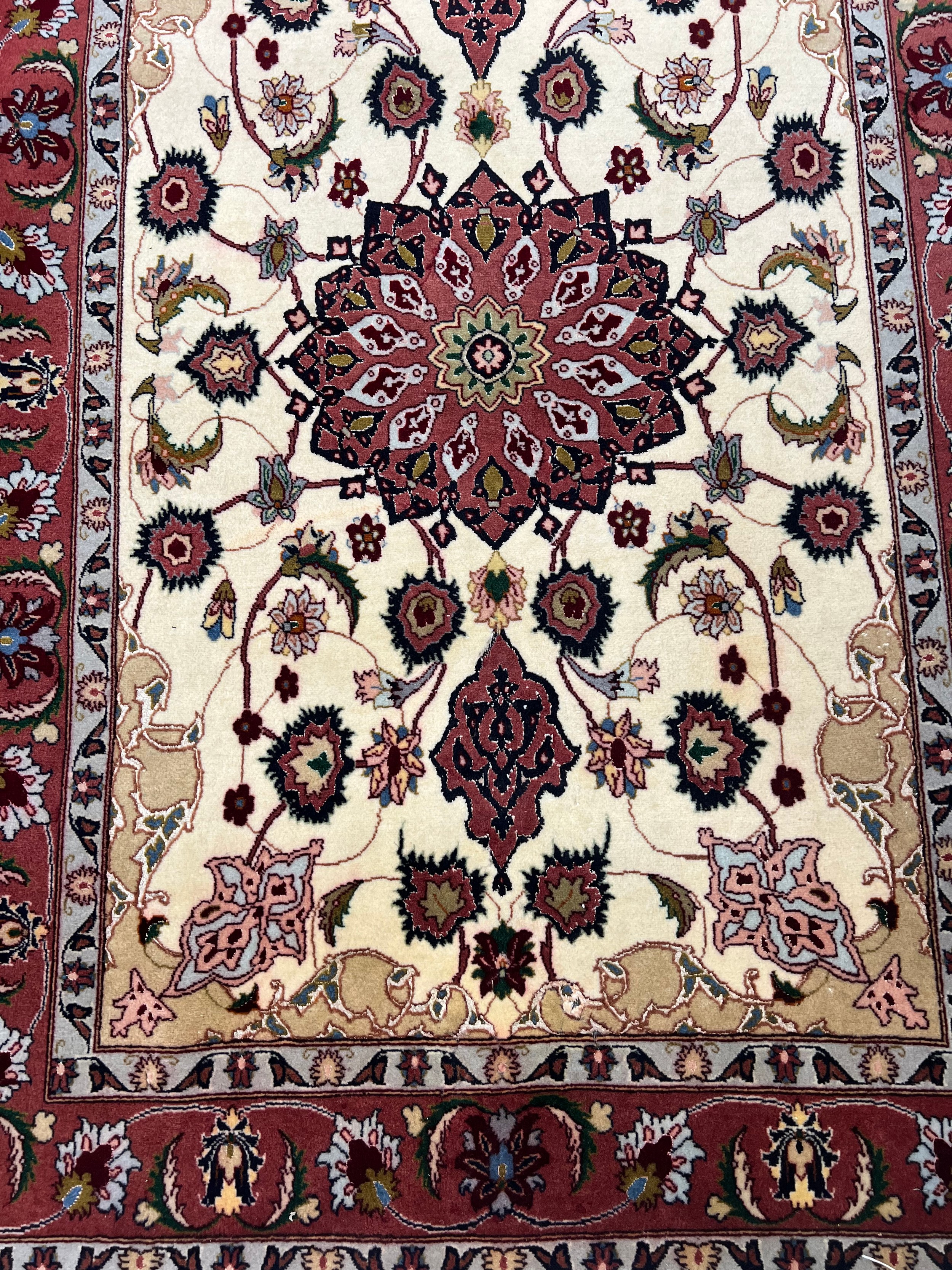 TABRIZ RUG, 152cm x 102cm, silk and wool. - Image 2 of 4