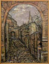 AUSTIN TAYLOR (1908-1992), 'Kynance Mews', oil on canvas, 46cm x 36cm, signed, framed.