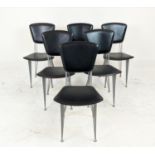 FASEM DINING CHAIRS, a set of six, by Studio Archirivolto, with black leather upholstery, 87cm H x