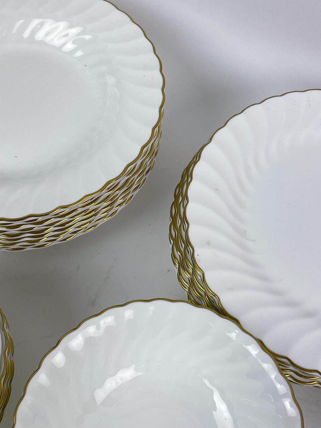 WEDGEWOOD DINNER SERVICE, ten place setting 'Gold Chelsea' pattern, comprising ten dinner plates, - Image 3 of 9
