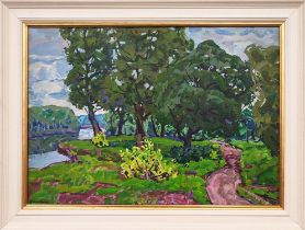 GEORGI KOLOSOVKI (1913-1988), 'The summer day', 1960's, oil on board, 49cm x 69cm.