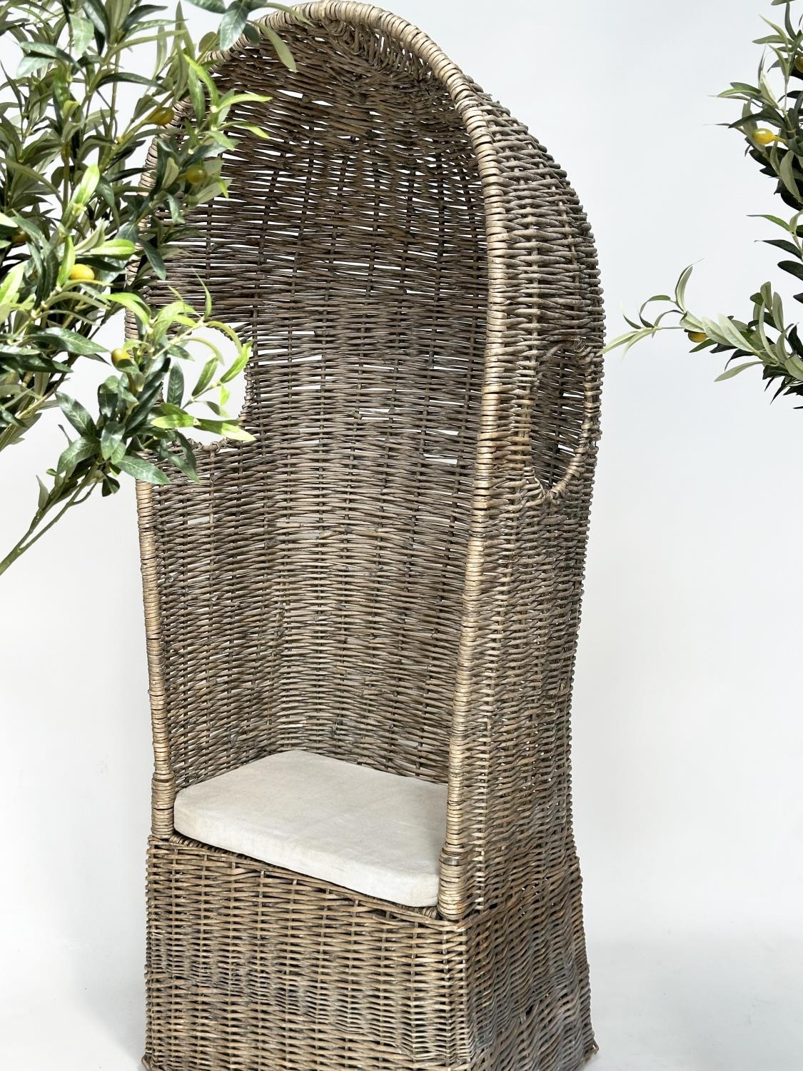 ORANGERY CHAIR, porters style rattan framed and wicker woven panelled with viewing openings, 179cm H - Image 5 of 13