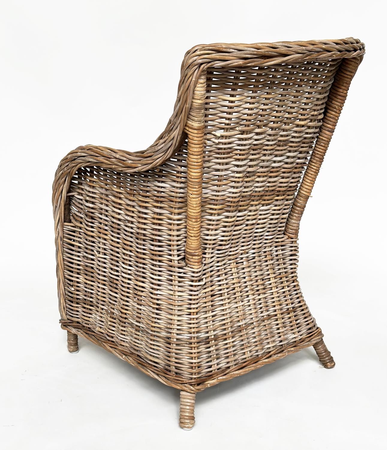 ORANGERY ARMCHAIRS, a pair, rattan framed and cane bound with cushions. (2) - Image 9 of 11