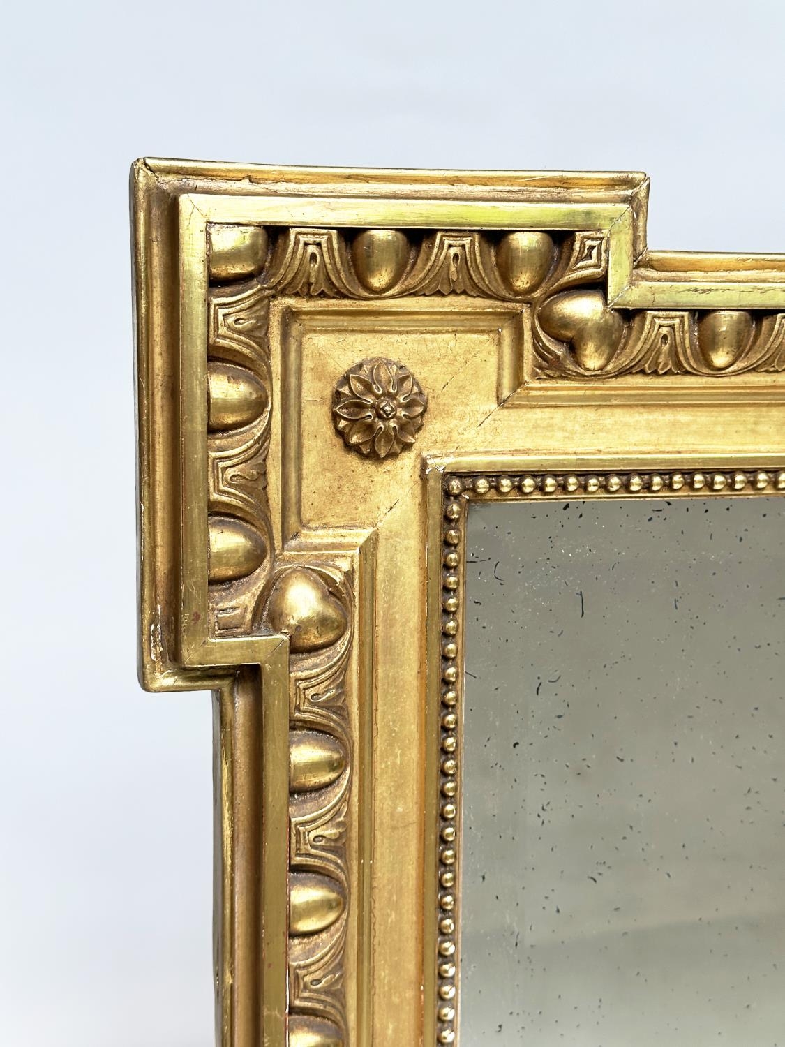 WALL MIRROR, 19th century French Napoleon III giltwood and composition, rectangular with egg and - Image 3 of 10