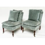 SIDE CHAIRS ATTRIBUTED TO GEORGE SMITH, a pair, each with Colefax and Fowler, blue sienna stripe