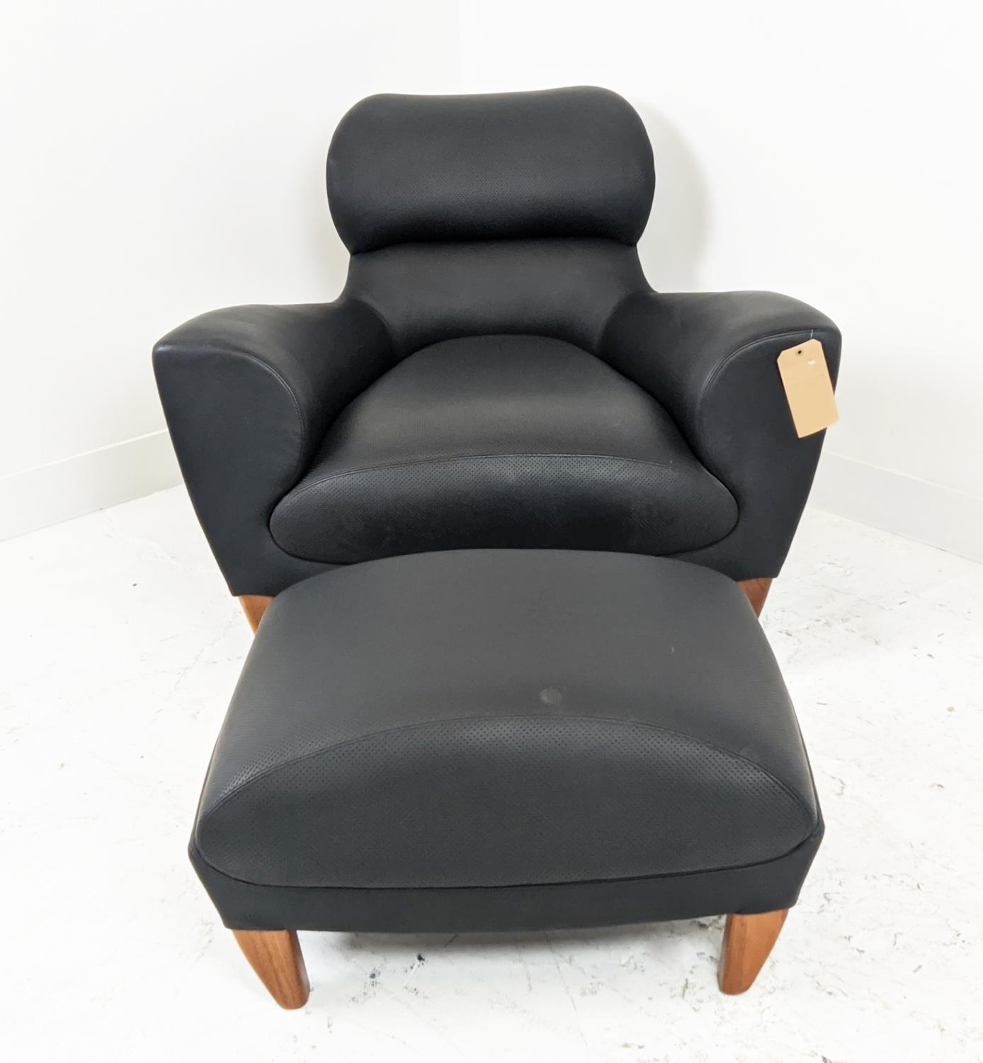 LINLEY ASTON CHAIR, 98cm W, with a matching unsigned stool. (2) - Image 4 of 12