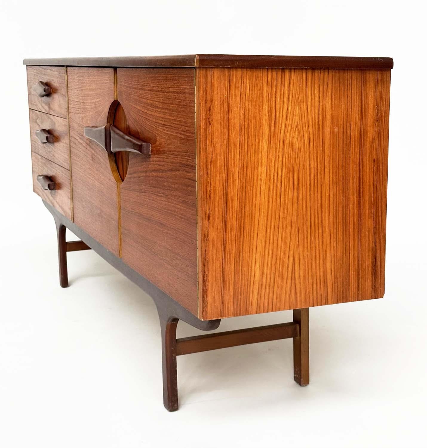 SIDEBOARD, mid 20th century teak with two doors and three drawers, 166cm x 40cm x 75cm H. - Image 9 of 10