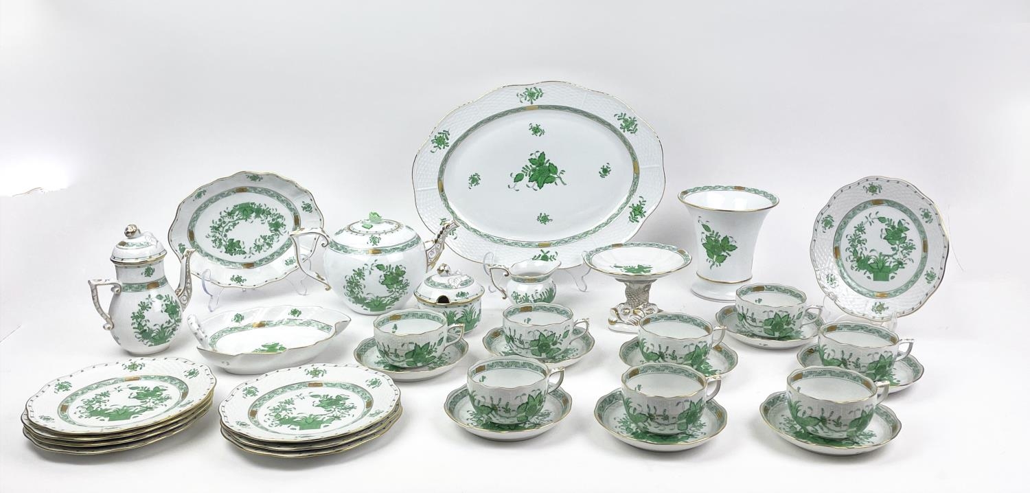 HEREND TEA/COFFEE SERVICE, Apponyi Chinese bouquet pattern comprising eight tea cups and saucers, - Image 4 of 12