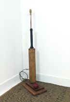 CRICKET BAT AND BALL FLOOR LAMP, 122cm H x 35cm W x 20cm D.