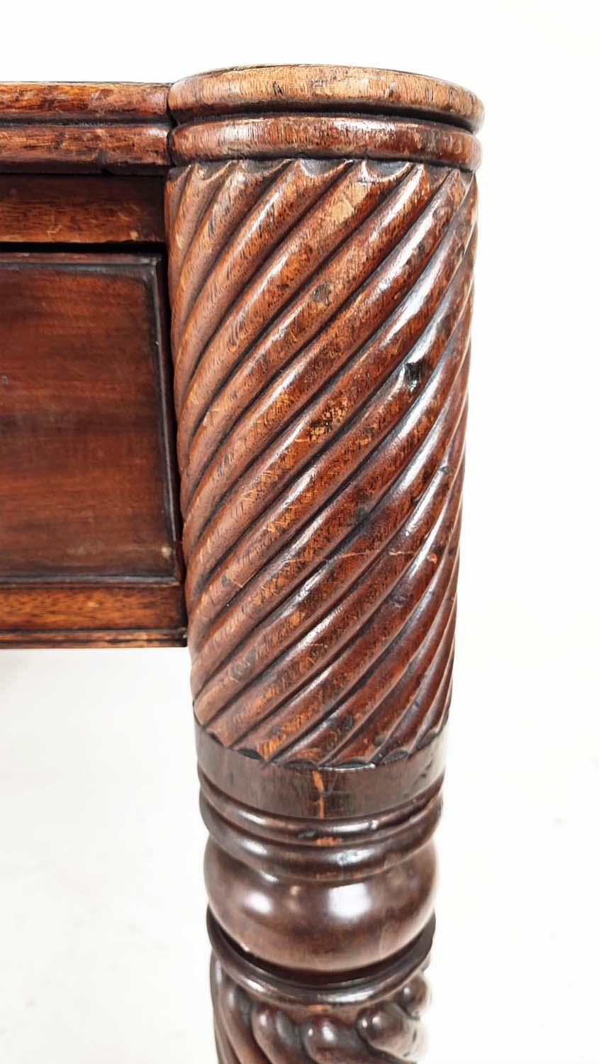 LIBRARY TABLE, Regency mahogany with three drawers to each side, inset tooled leather writing - Image 4 of 13