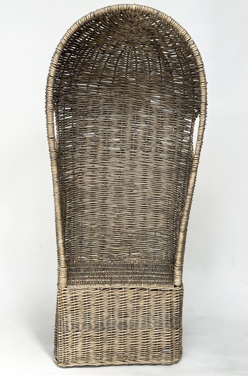 ORANGERY CHAIR, porters style rattan framed and wicker woven panelled with viewing openings, 179cm H - Image 3 of 13