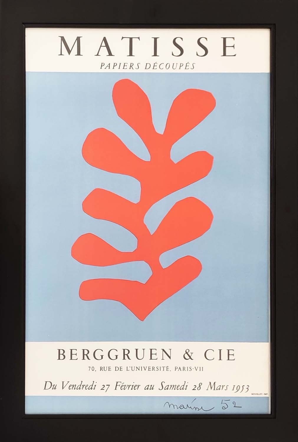 HENRI MATISSE (1869-1954), 'Papiers Decoupes', lithographic poster, 60cm x 39cm, framed.