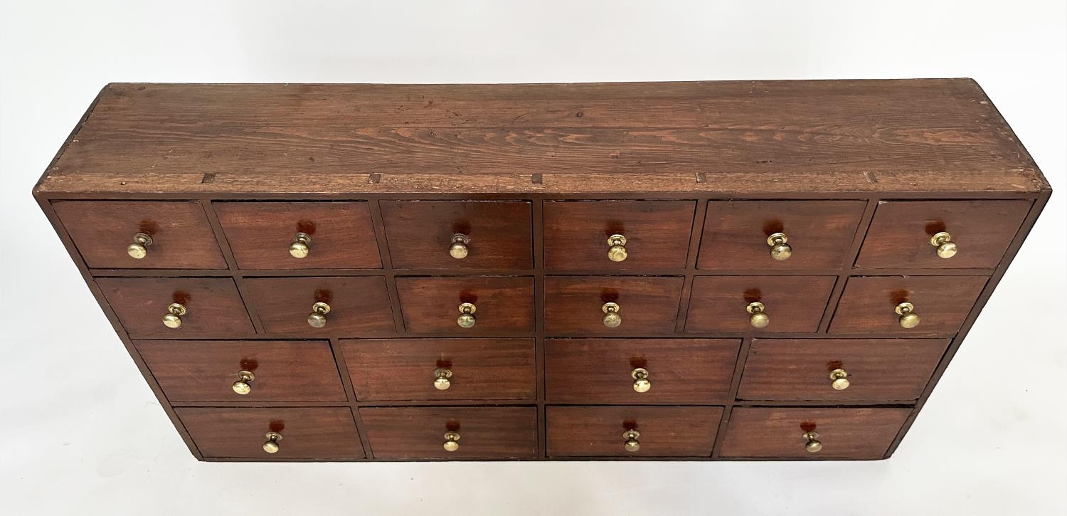 BANK OF DRAWERS, 19th century mahogany of twenty drawers, 123cm W x 23cm D x 64cm H. - Image 6 of 9