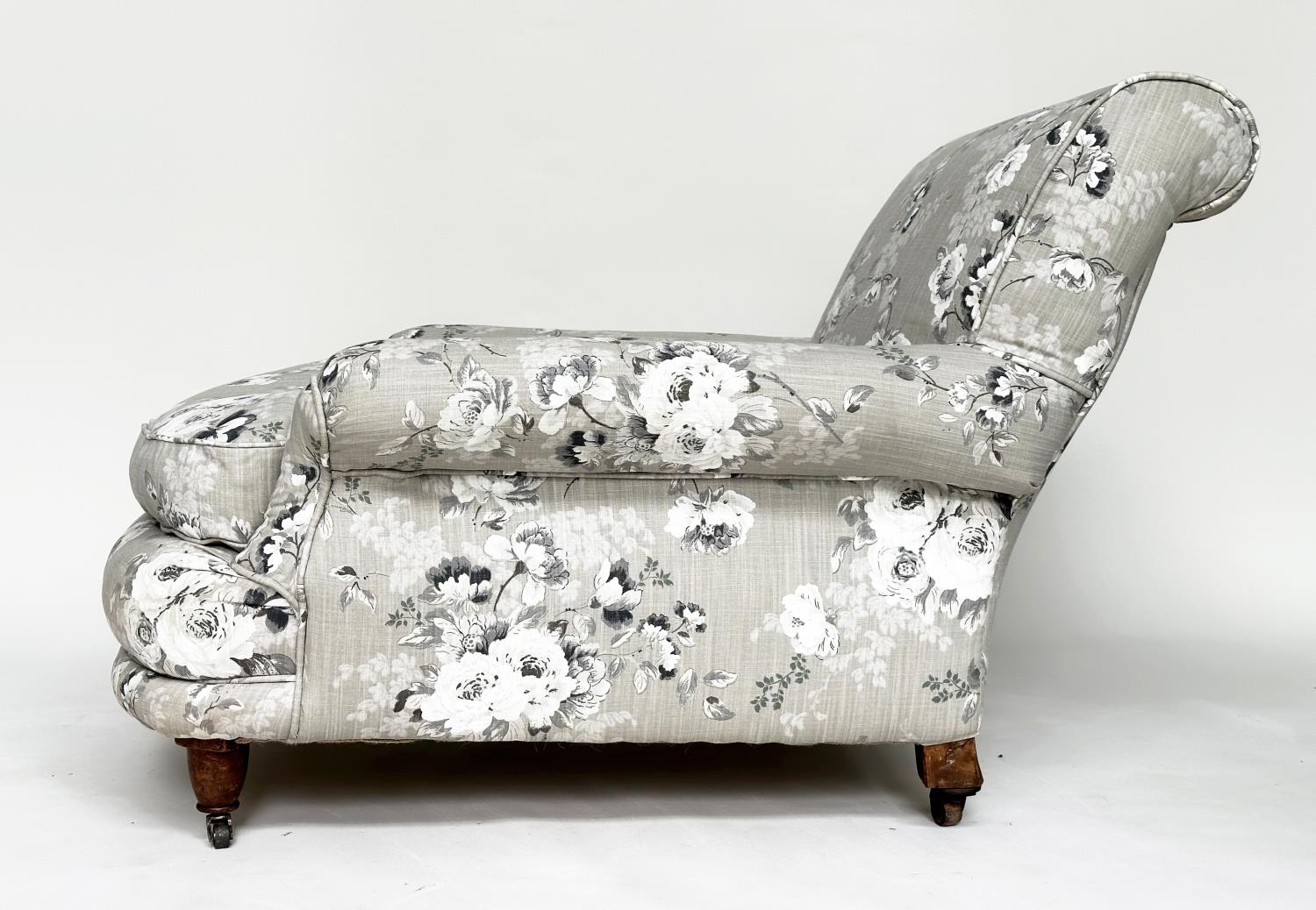 WILLIAM BIRCH ARMCHAIR, 19th century Howard type, newly upholstered in grey linen impressed numerals - Image 3 of 13