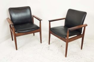 FRANCE AND SON DIPLOMAT CHAIRS, a pair, by Finn Juhl, vintage 1950's, 68cm x approx. (2)