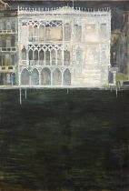 RICHARD BEER (1928-2017), 'The Ca' d'Oro or Palazzo Santa Sofia, Moonlit Venice', oil on canvas,