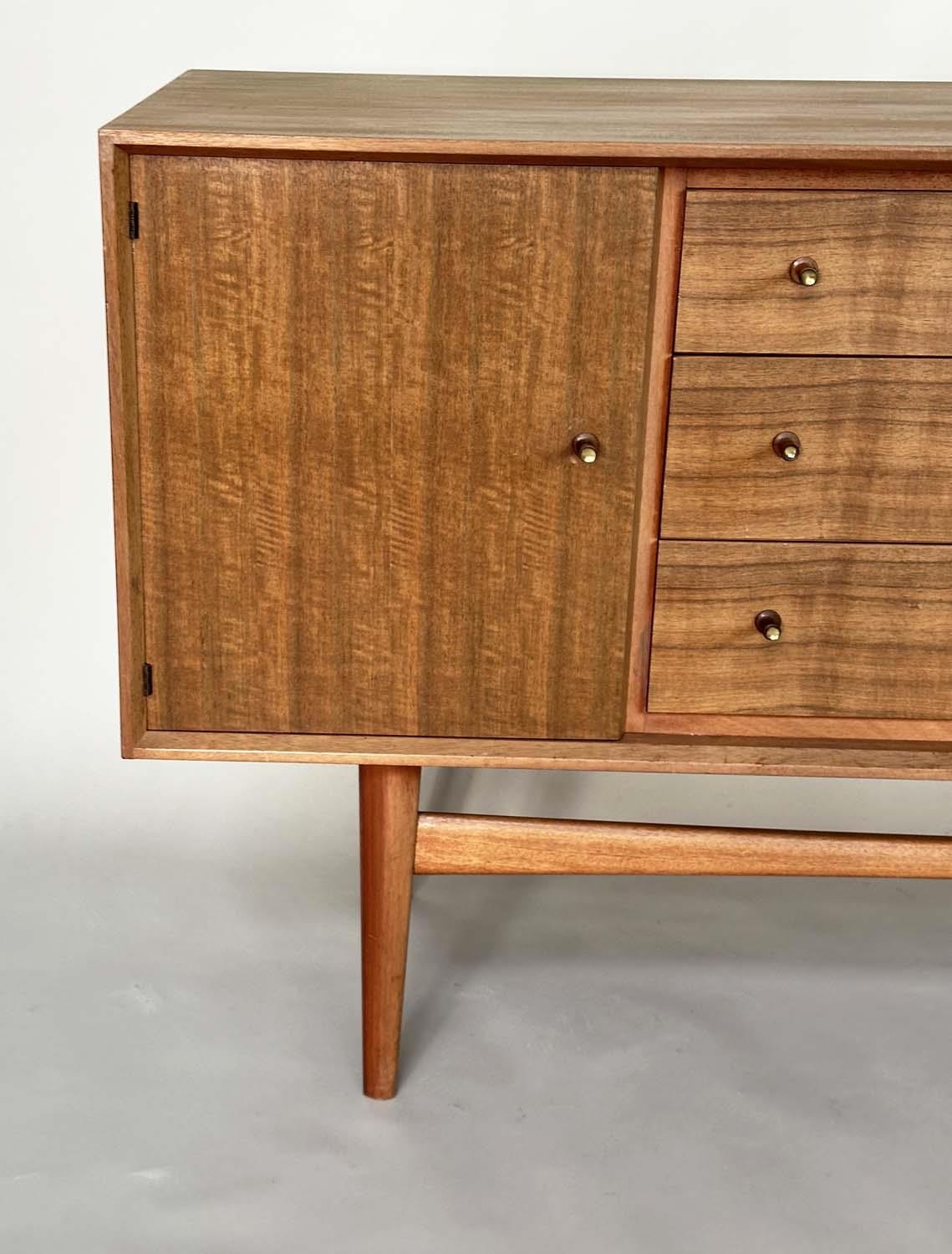 GORDON RUSSELL SIDEBOARD, mid 20th century teak, with three drawers flanked by cupboards stamped - Image 2 of 8