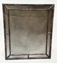 CASA D'ASTE PAOLETTI WALL MIRROR, rectangular hand decorated silvered with marginal plates, 108cm
