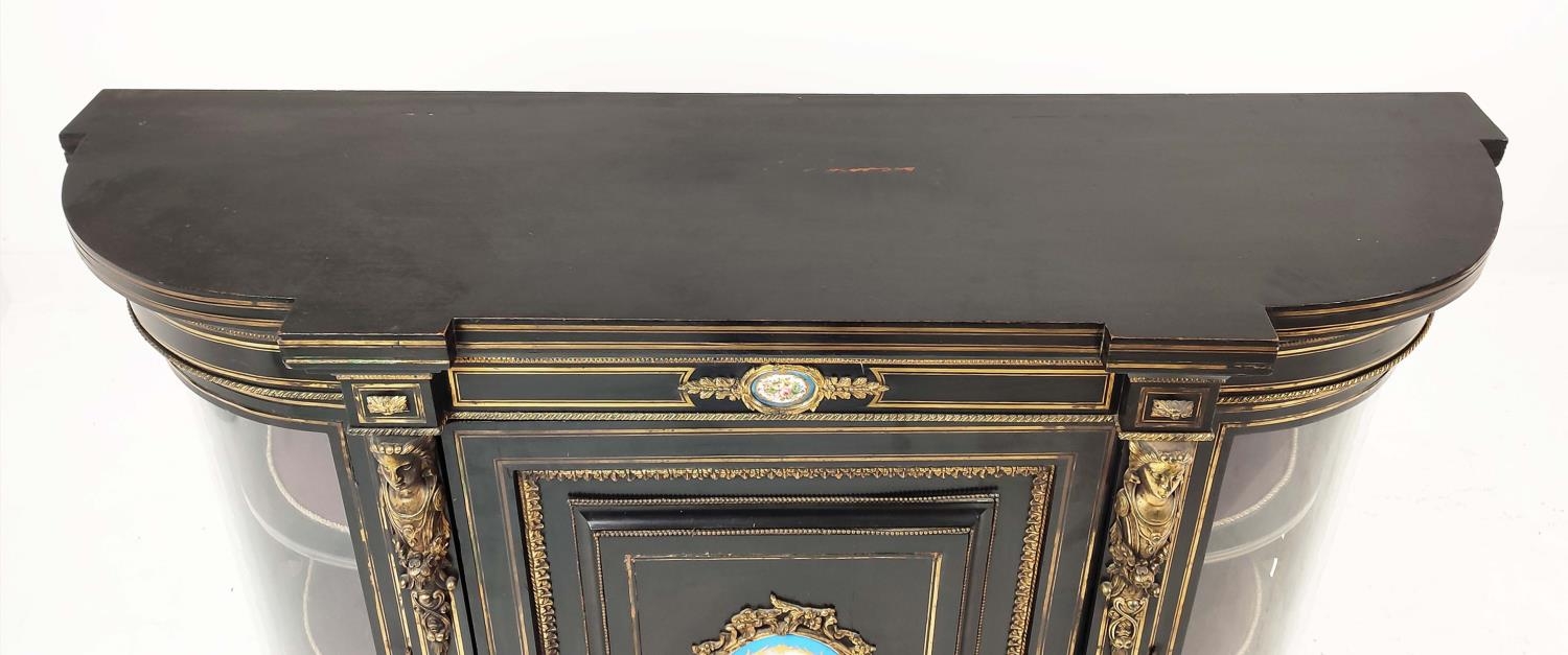 CREDENZA, Victorian ebonised, gilt metal inlaid and mounted with Sèvres style plaques, panel door - Image 9 of 12
