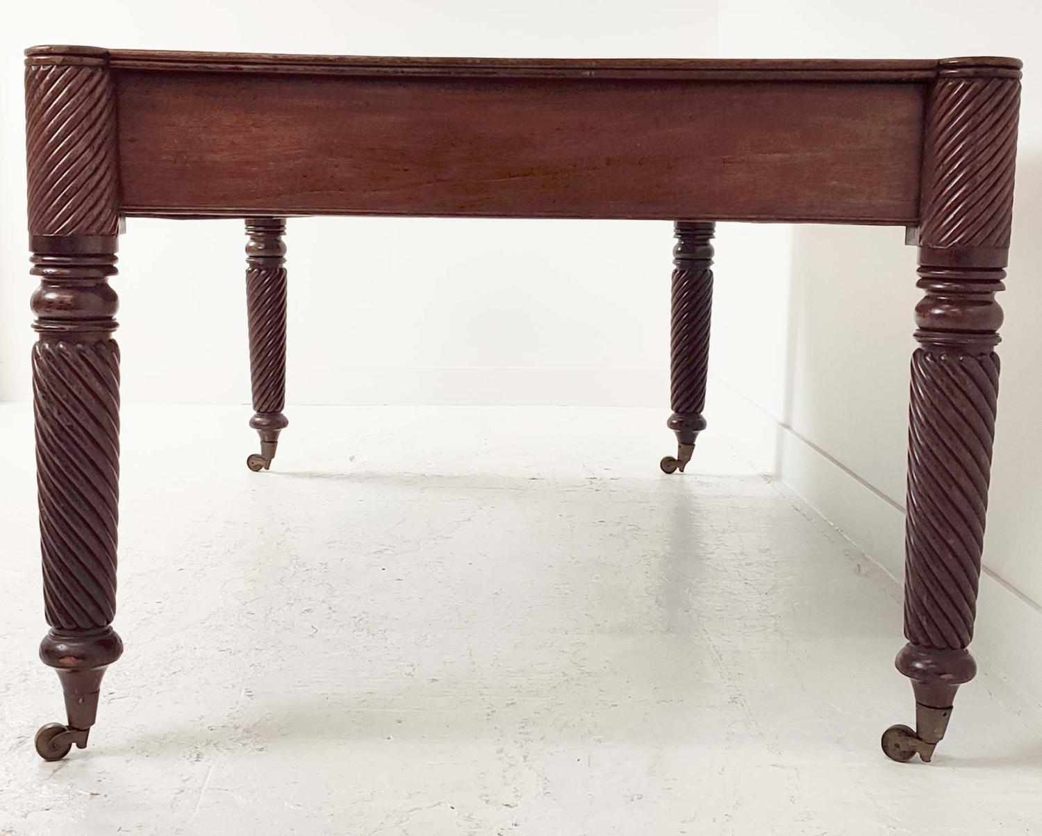 LIBRARY TABLE, Regency mahogany with three drawers to each side, inset tooled leather writing - Image 5 of 13