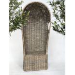ORANGERY CHAIR, porters style rattan framed and wicker woven panelled with viewing openings, 179cm H