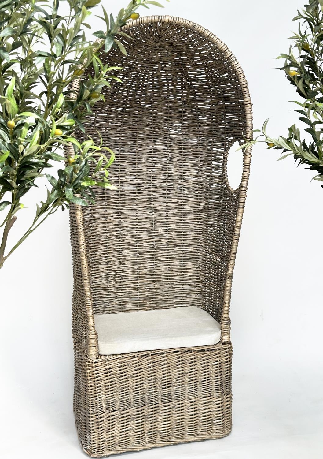 ORANGERY CHAIR, porters style rattan framed and wicker woven panelled with viewing openings, 179cm H - Image 4 of 13